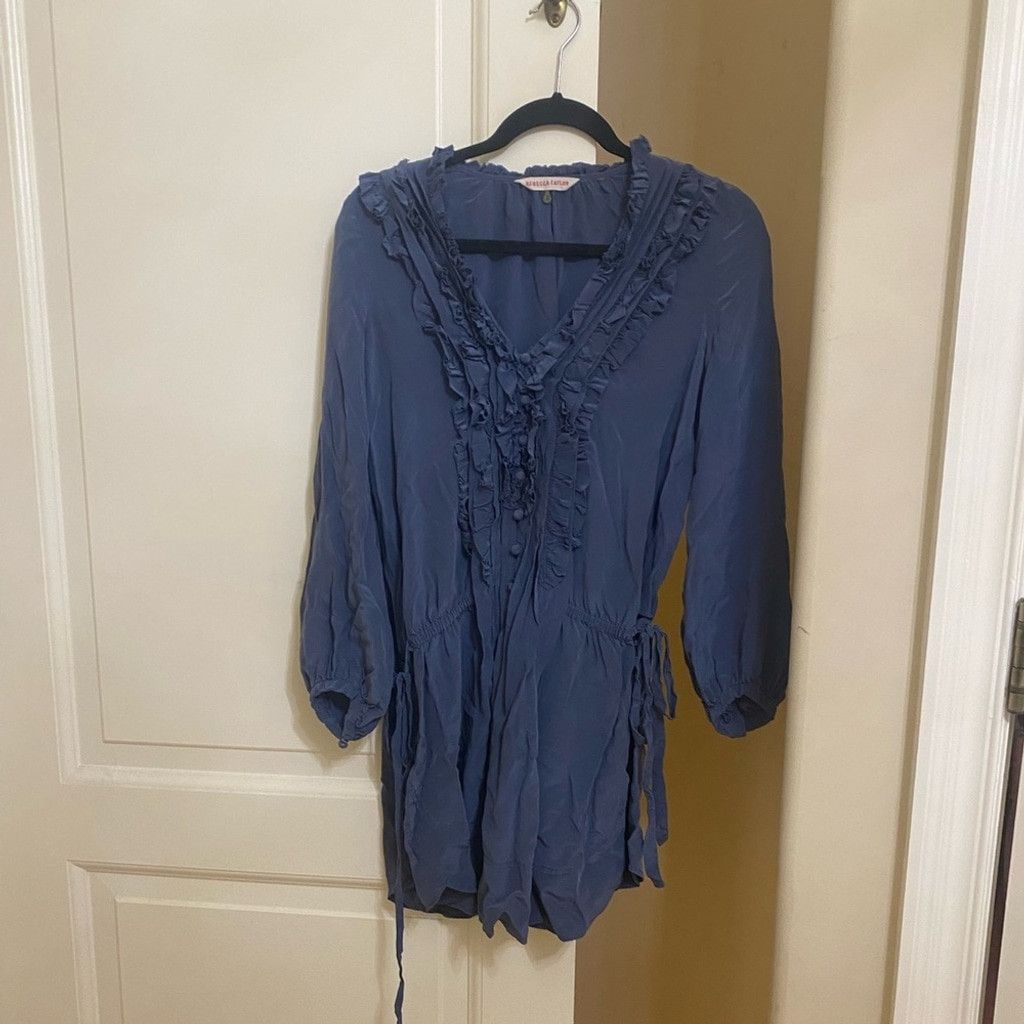 Rebecca Taylor Rebecca Taylor Silk Tuxedo Ruffle Tunic Dress Size XS / US 0-2 / IT 36-38 - 3 Thumbnail