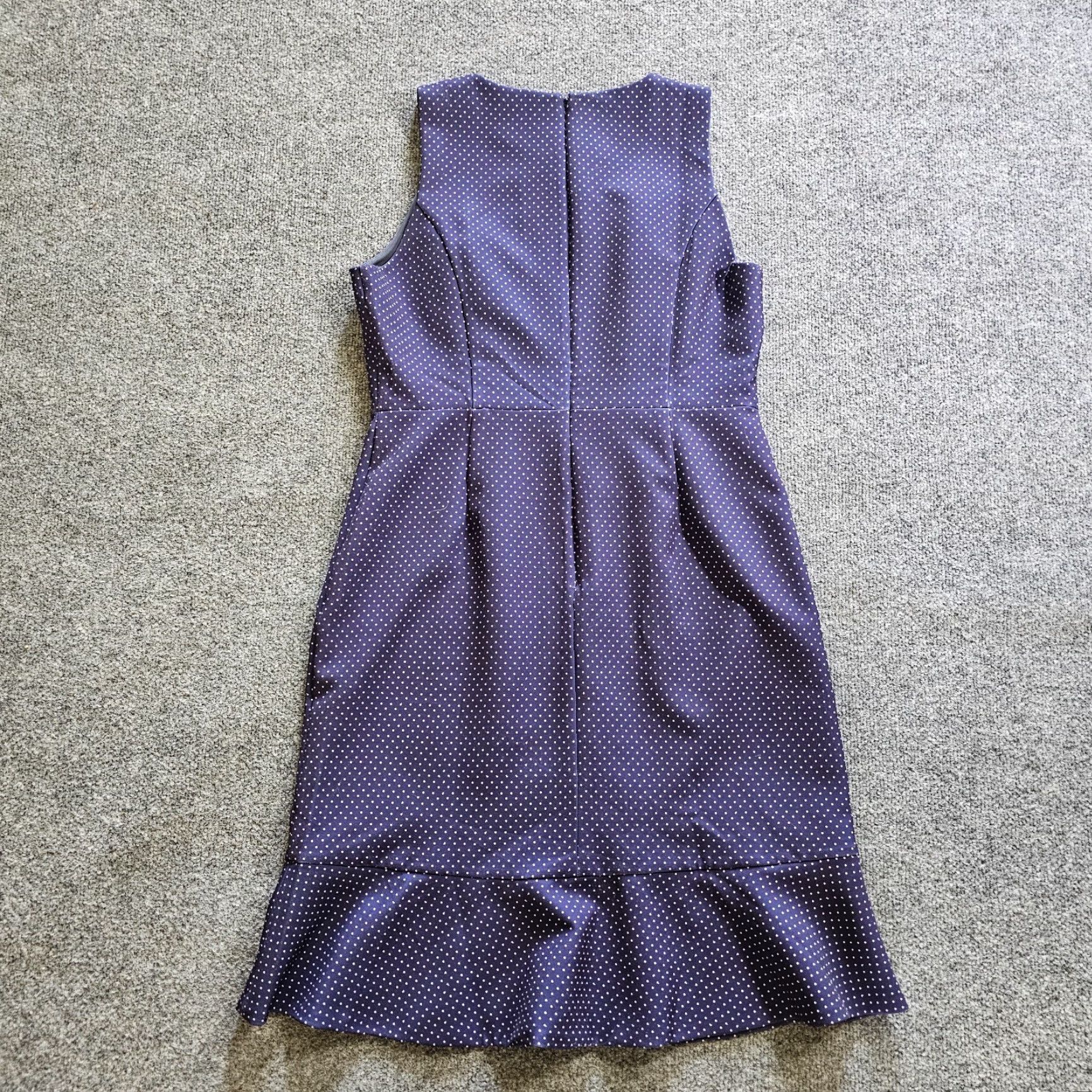 J.Crew J.CREW Dress Women Size 10 Blue White Polka Dot Sleeveless Fitted Ruffle Cocktail Dress Size L / US 10 / IT 46 - 7 Thumbnail