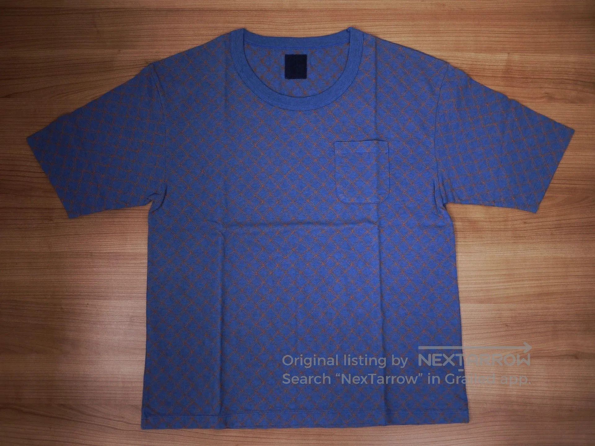 Visvim Blue Diamond Pattern Short Sleeve T-Shirt with Pocket. Size US S / EU 44-46 / 1 - 1 Thumbnail