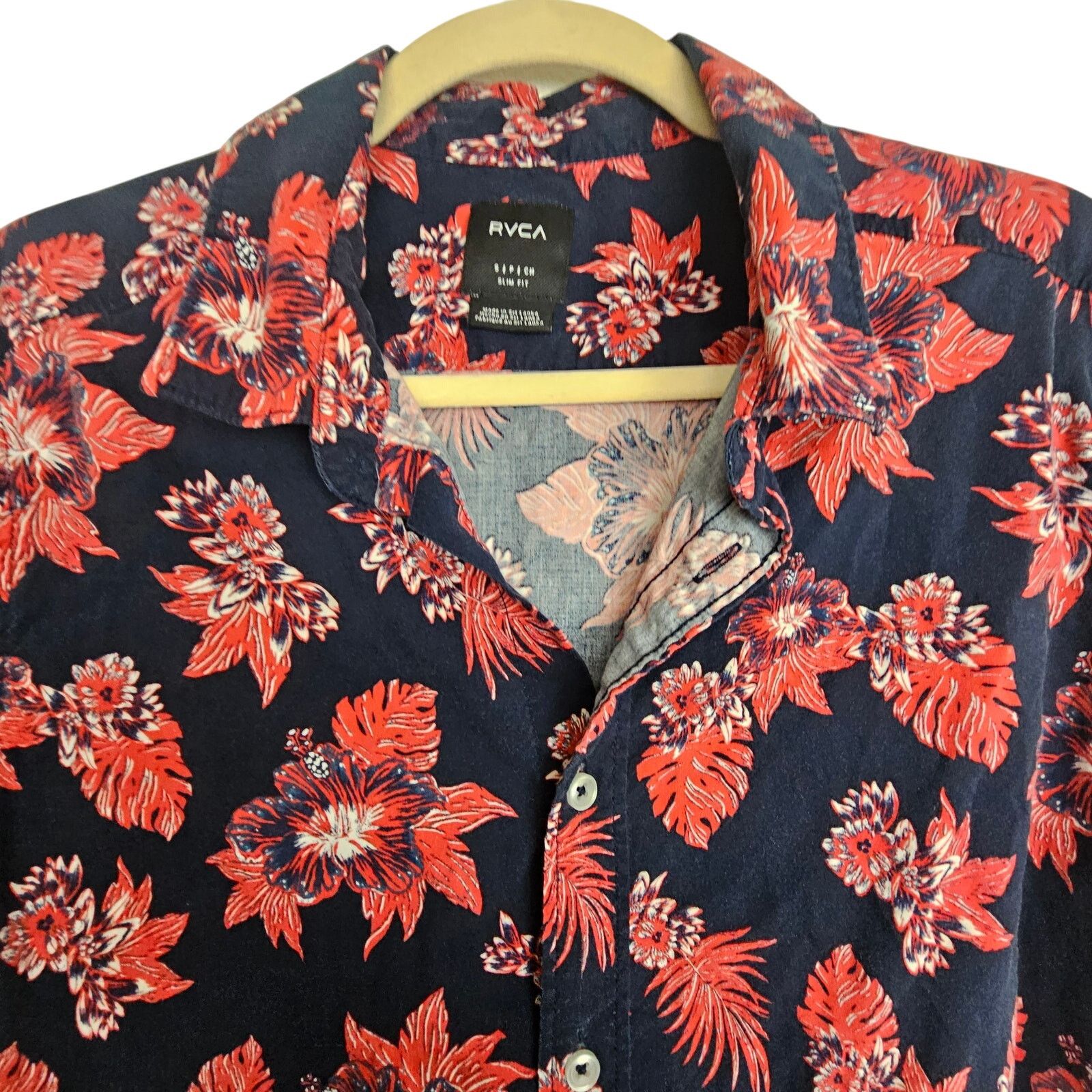 RVCA RVCA Mens Floral Button Front Shirt Size S Slim Fit Tropical Size US S / EU 44-46 / 1 - 2 Thumbnail