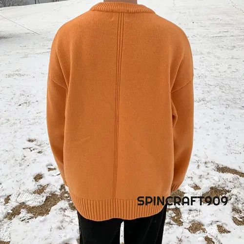 VIBE Orange Knit Sweater Size US L / EU 52-54 / 3 - 6 Thumbnail