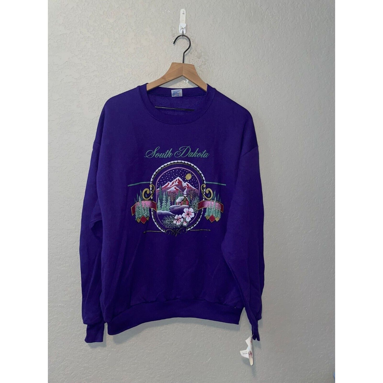 Jerzees Vintage South Dakota Sweatshirt Winter Cabin Crewneck 90s L Size US L / EU 52-54 / 3 - 1 Thumbnail