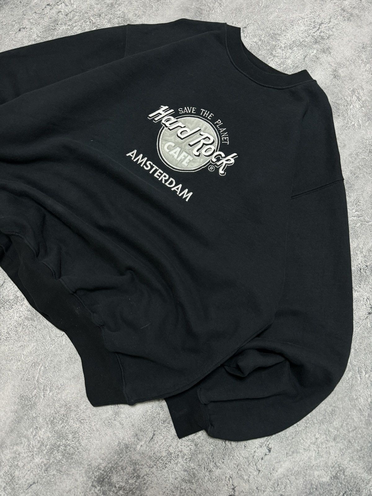 Hard Rock Cafe × Vintage Vintage Hard Rock Cafe Amsterdam Baggy Black Sweatshirt Size US XL / EU 56 / 4 - 2 Thumbnail