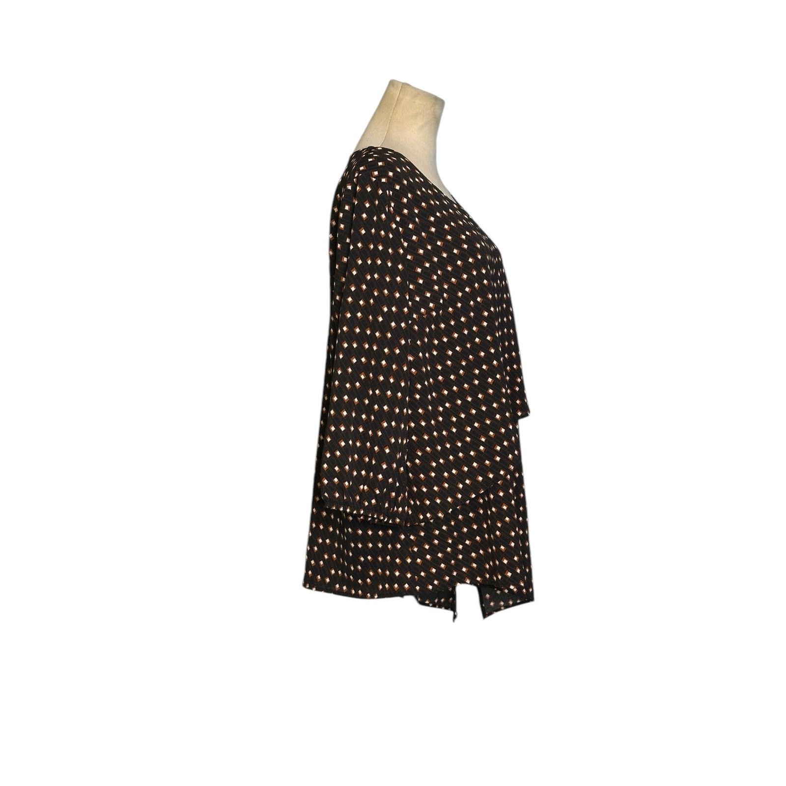 Apt. 9 APT. 9 Black brown layered asymmetric tunic blouse size L Size L / US 10 / IT 46 - 14 Thumbnail