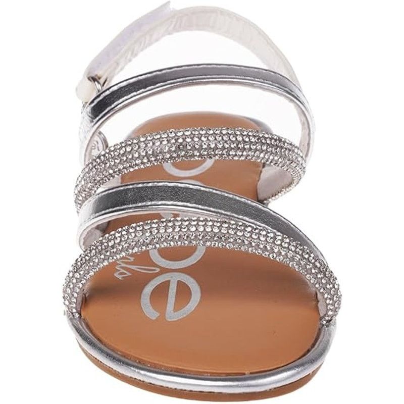 Bebe Bebe Girls Size 12 Silver Rhinestone Flat Sandal Shoes Size US 12 / IT 42 - 4 Thumbnail