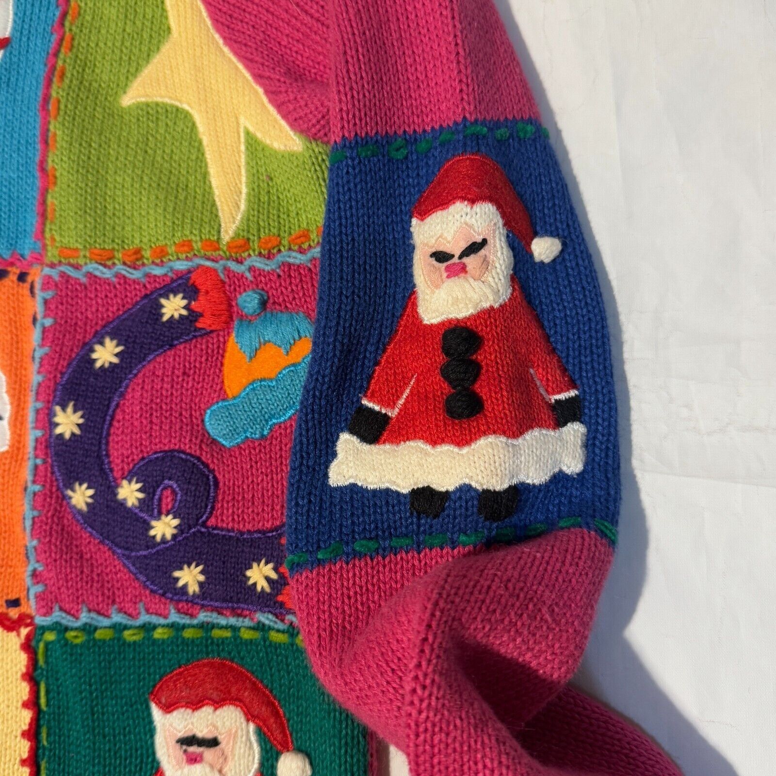 Vintage Vintage Belle Pointe Pink Christmas Sweater Patchwork Womens Size S / US 4 / IT 40 - 4 Thumbnail
