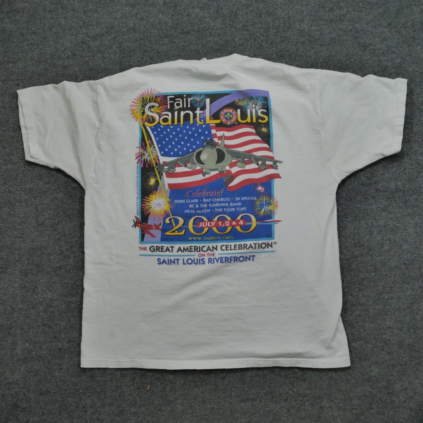 Fruit Of The Loom VINTAGE Fruit of the Loom T-Shirt Mens XL White USA Fourth of July Y2K 2000 Graphic Print Size US XL / EU 56 / 4 - 2 Thumbnail