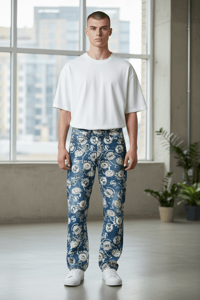 Real Japan Blues FYE🔥C&L Motor Drive Hysteric Cow Girl All Over Print Denim Size US 29 - 1 Thumbnail