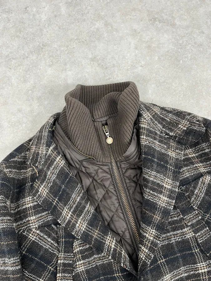 Dolce & Gabbana 2000s Dolce & Gabbana Brown Checkered Hybrid Wool Jacket Size 44R - 8 Thumbnail