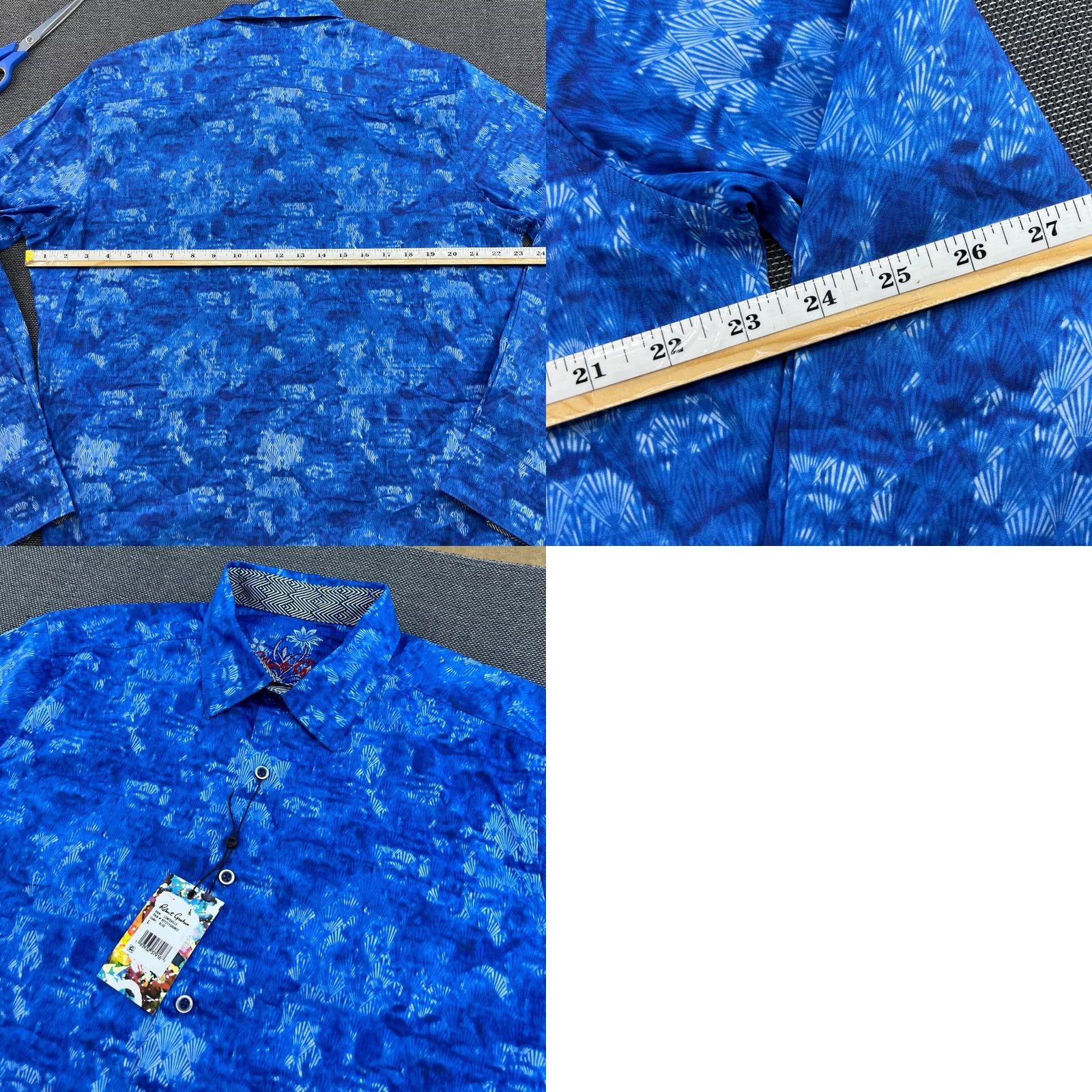 Robert Graham Robert Graham Lewisville Mens Button-Up Shirt Large Blue Casual Cotton Canvas Long Sleeve Buttons Mens Size US L / EU 52-54 / 3 - 9 Thumbnail