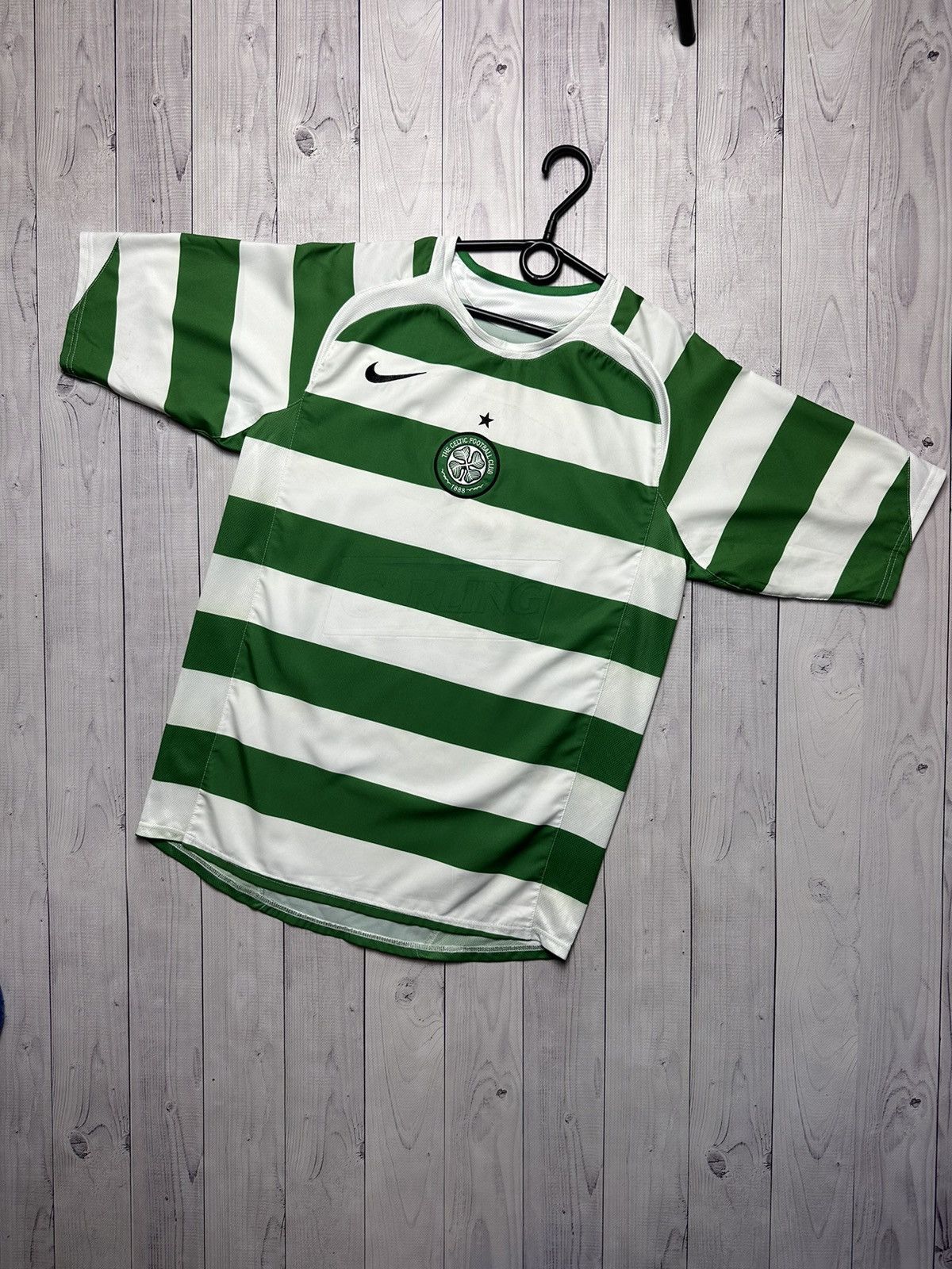 Pre-owned Nike X Soccer Jersey Vintage Nike Total 90 Celtic Soccer Jersey Size S Striped In Green