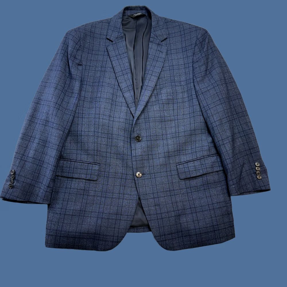 Jos. A. Bank Jos. A. Bank Blazer Jacket Mens 46R Blue Plaid Wool Single-Breasted Notch Lapel 2-Button Vented Regular Suit Coat Size 46R - 1 Thumbnail