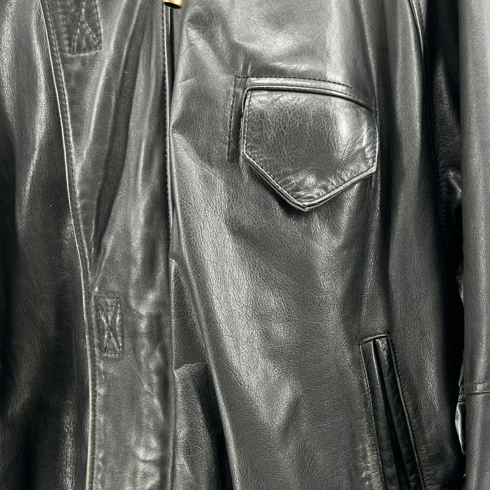 Vintage 90s DAF David Fahren Black Leather Hooded Bomber Jacket Size US L / EU 52-54 / 3 - 2 Thumbnail