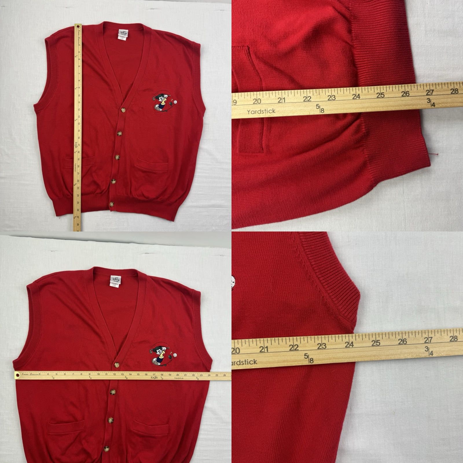 Disney VINTAGE Mickey Mouse Golf Sweater Vest Men XL Red V-Neck 90s Disney World/Mickey Golf Mens XL Red 90s Vintage Size US XL / EU 56 / 4 - 8 Thumbnail