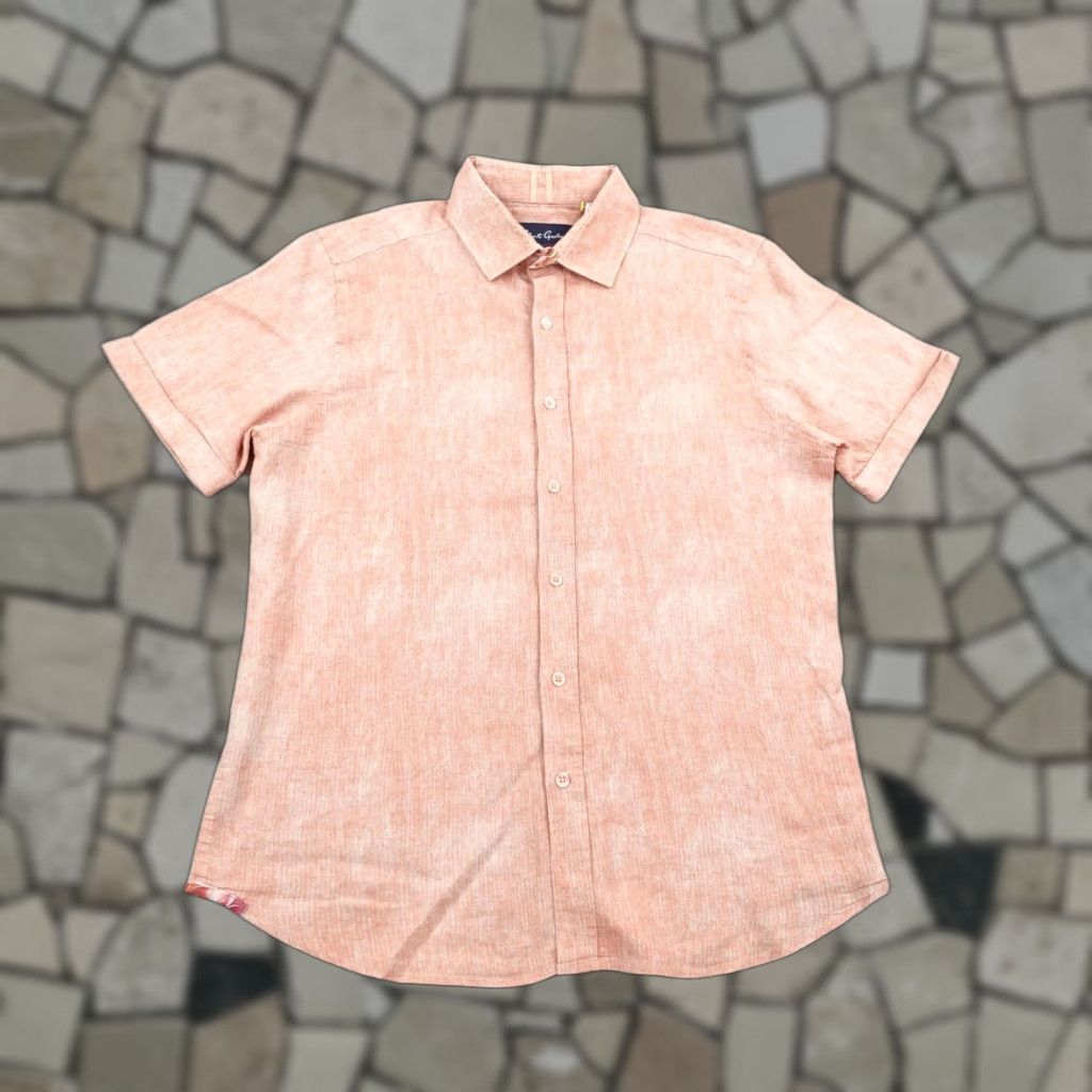 Robert Graham Robert Graham Shirt Mens Large Salmon Pink Linen Blend Tailored Fit Button Up Size US L / EU 52-54 / 3 - 1 Thumbnail