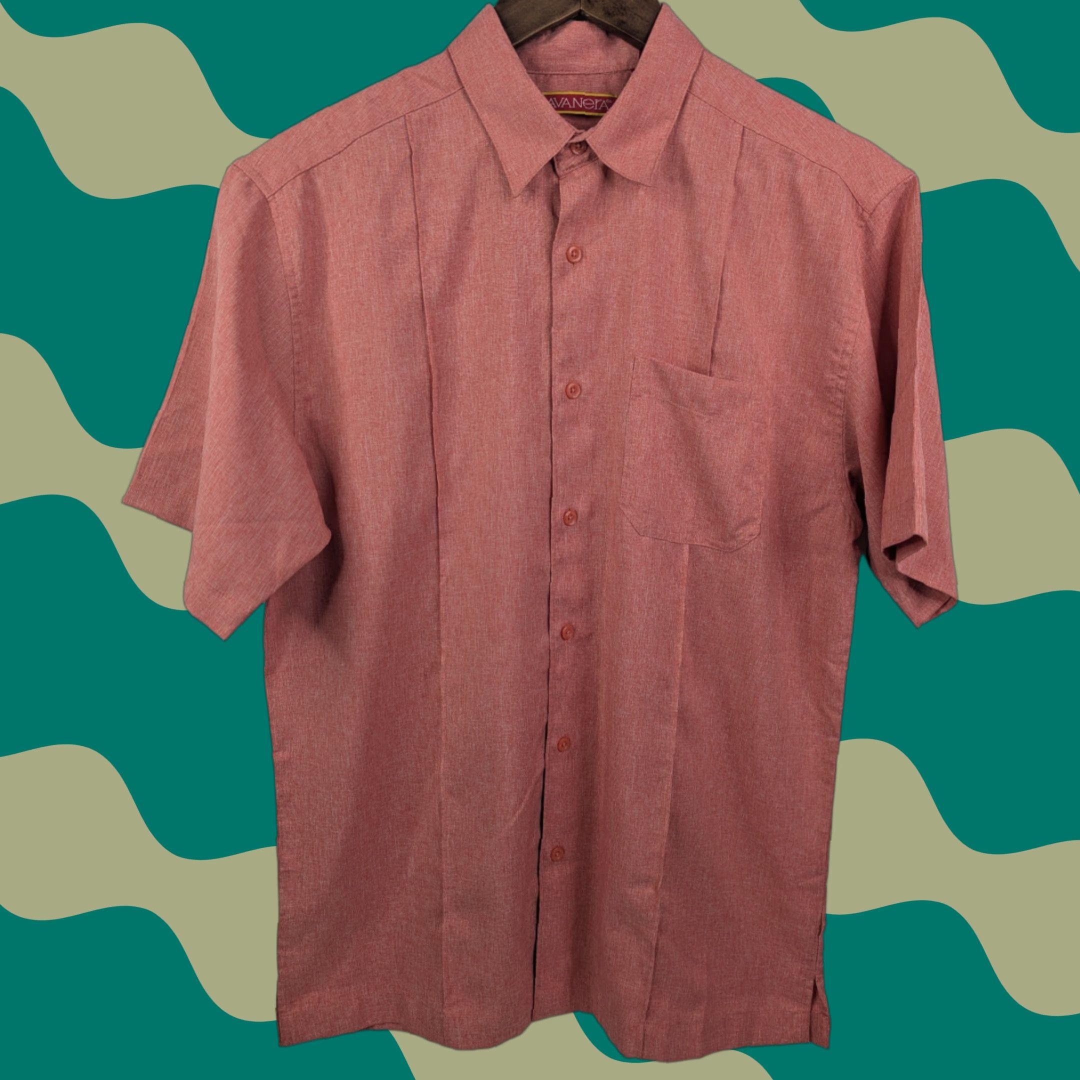 Vintage Havanera Button-Down Shirt Mens Small Cuban Style Short Sleeve Summer Salmon Red Pink Size US S / EU 44-46 / 1 - 1 Thumbnail