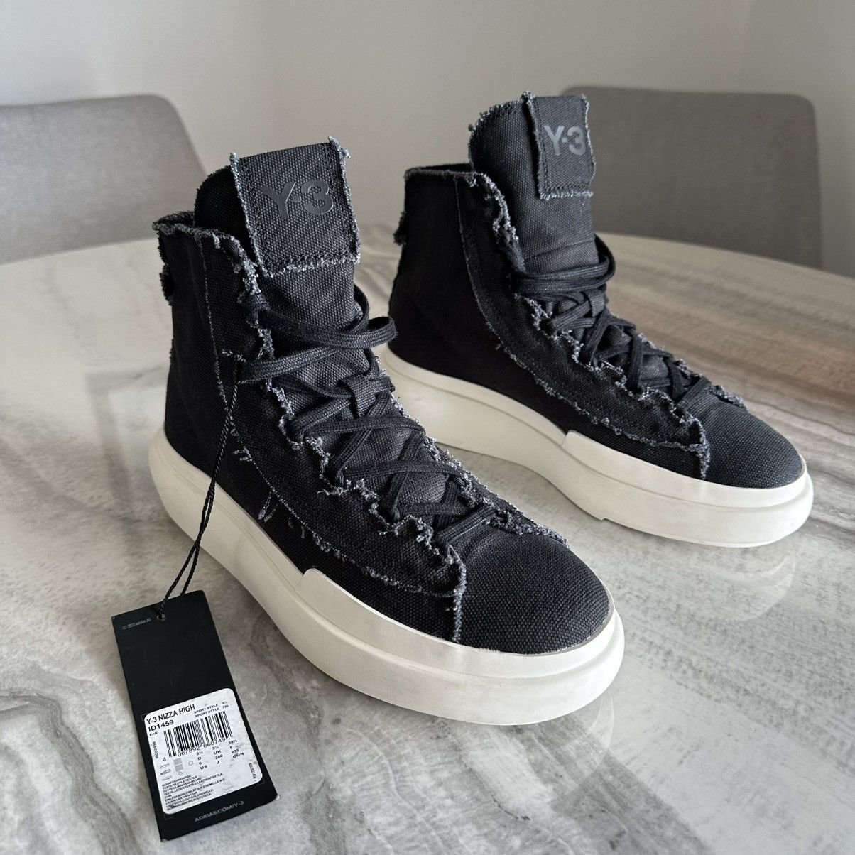 Adidas × Y-3 Adidas Yohji Yamamoto Y-3 Nizza High Black Off-White Sneaker Size US 6 / EU 39 - 3 Thumbnail