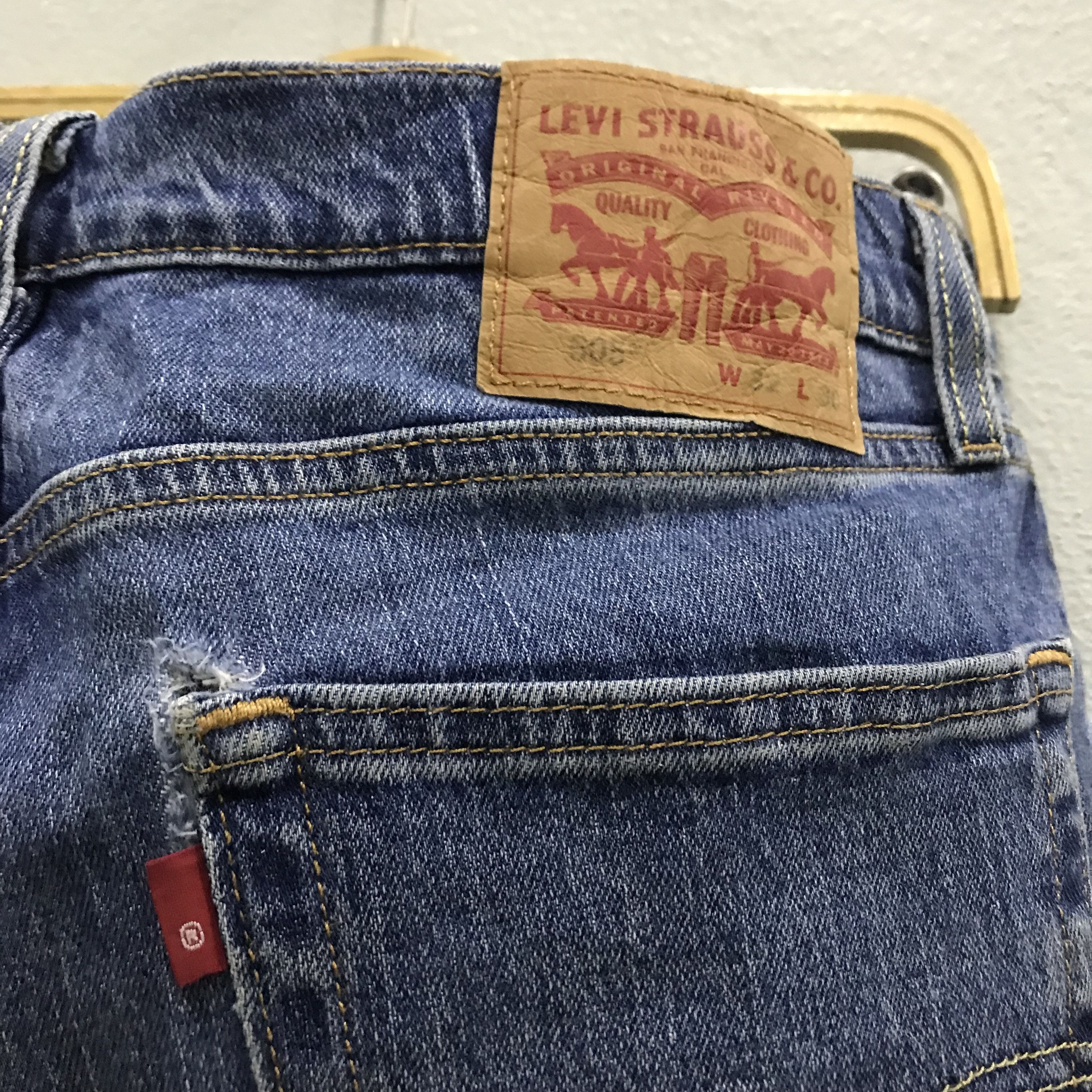 Levi's Levi’s 505 Regular Fit Straight Leg Jeans Dark Wash Size US 32 / EU 48 - 11 Thumbnail