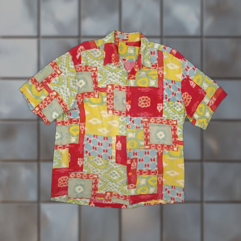 Jams World VINTAGE JAMS WORLD Hawaiian Shirt Mens Large Yellow Geometric Button-Up Casual 70s 80s 90s Size US L / EU 52-54 / 3 - 1 Thumbnail