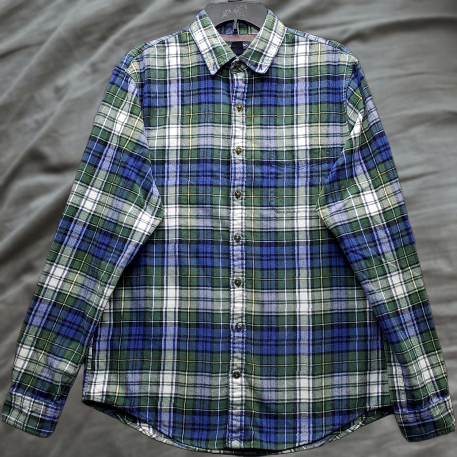 Lands' End Lands' End Mens Dress Shirt Multicolor Plaid Flannel Button Down Large Size L Size 42R - 1 Thumbnail