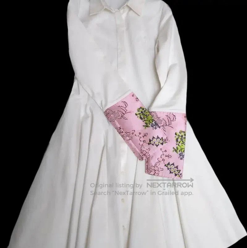 Dior Dior White Cotton Printed Long Sleeve Dress . Size XS / US 0-2 / IT 36-38 - 2 Thumbnail