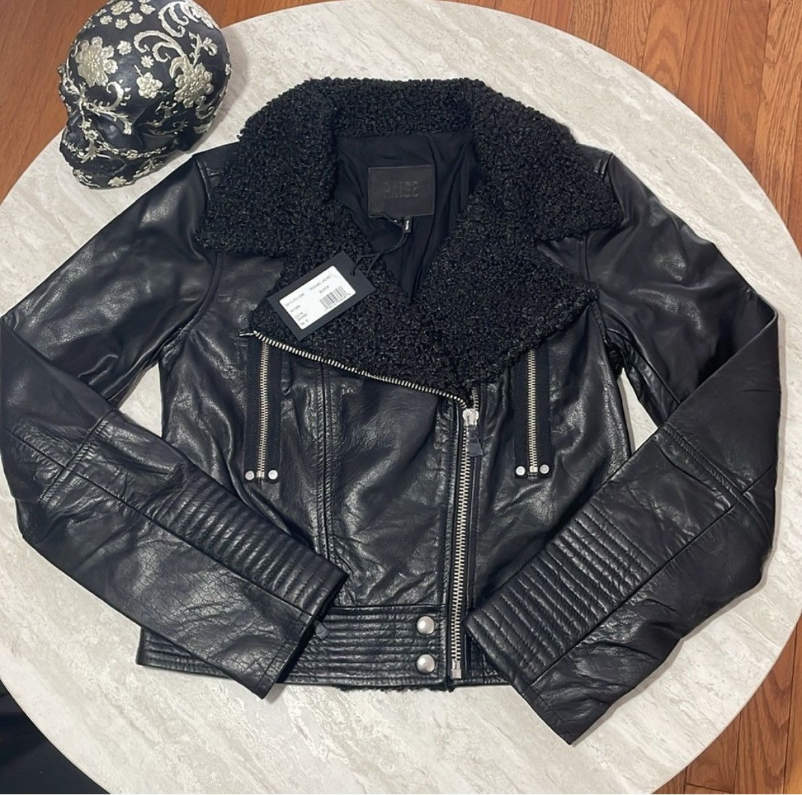 Paige PAIGE Rooney Black Leather Moto Jacket *S *NWT Size S / US 4 / IT 40 - 8 Thumbnail