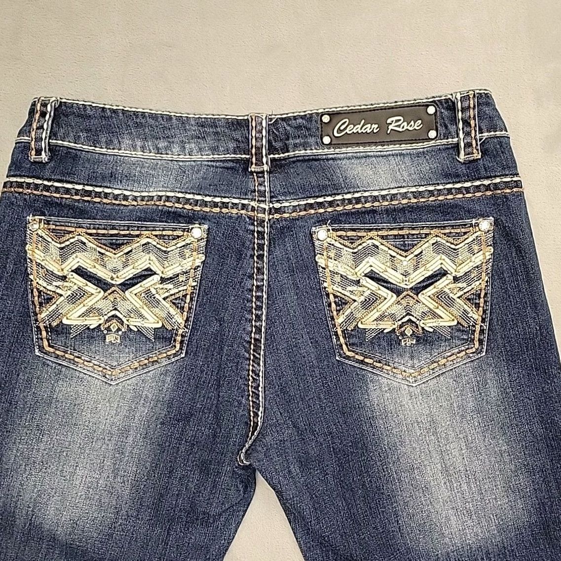 Vintage Cedar Rose Jeans Women 32x32 Blue Embroidered Western Cowboy Whip Stitch Bootcut Denim 5-Pocket Stretch Regular Rise Mid Blue Womens Size 24" / US 00 / IT 34 - 7 Thumbnail