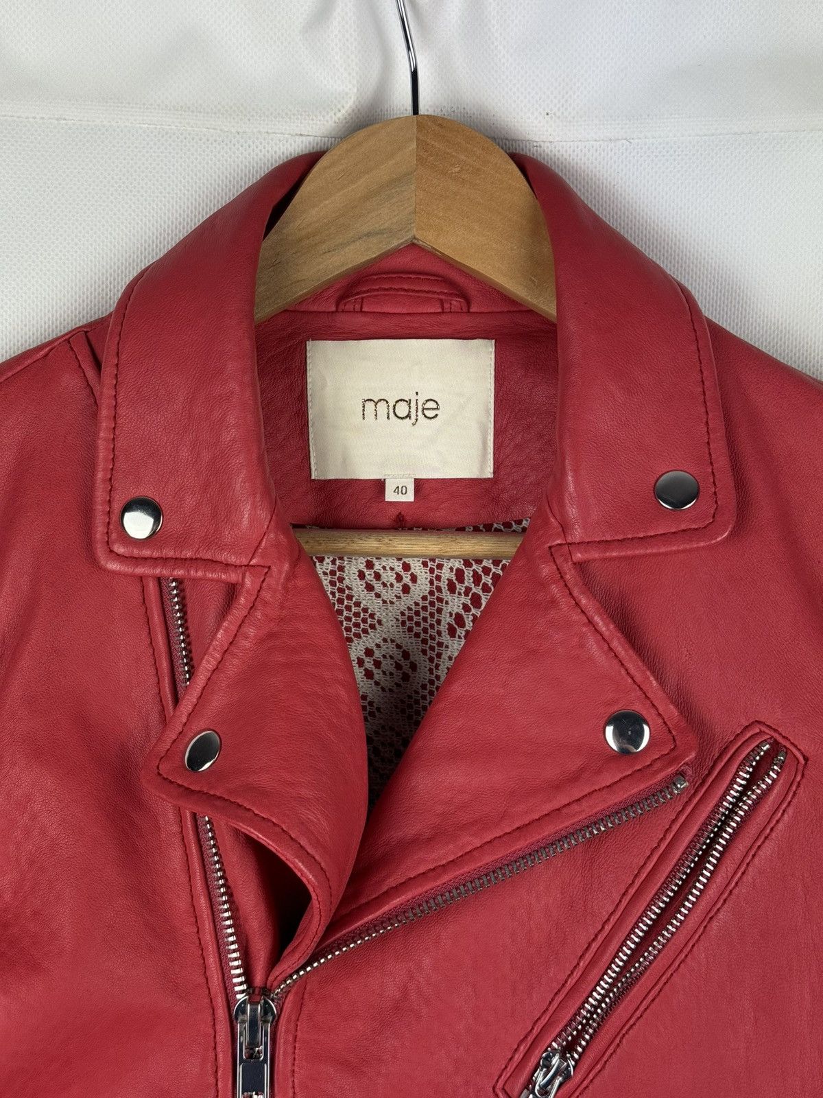 Maje Maje Ladies Full Zip Real Leather Belted Biker Jacket Size S / US 4 / IT 40 - 8 Thumbnail