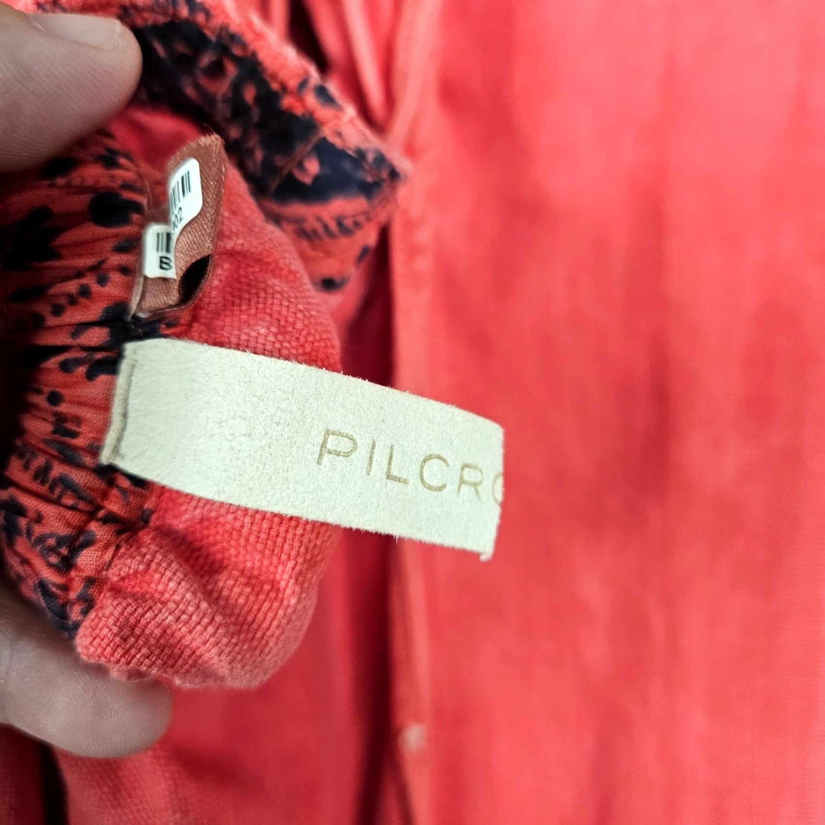 Anthropologie Anthropologie Pilcro Denim Linen Blend Midi Dress Flutter Sleeve Red Motif Solid Size M Women Vest/Bohemian A-Line Dress Size M / US 6-8 / IT 42-44 - 3 Thumbnail