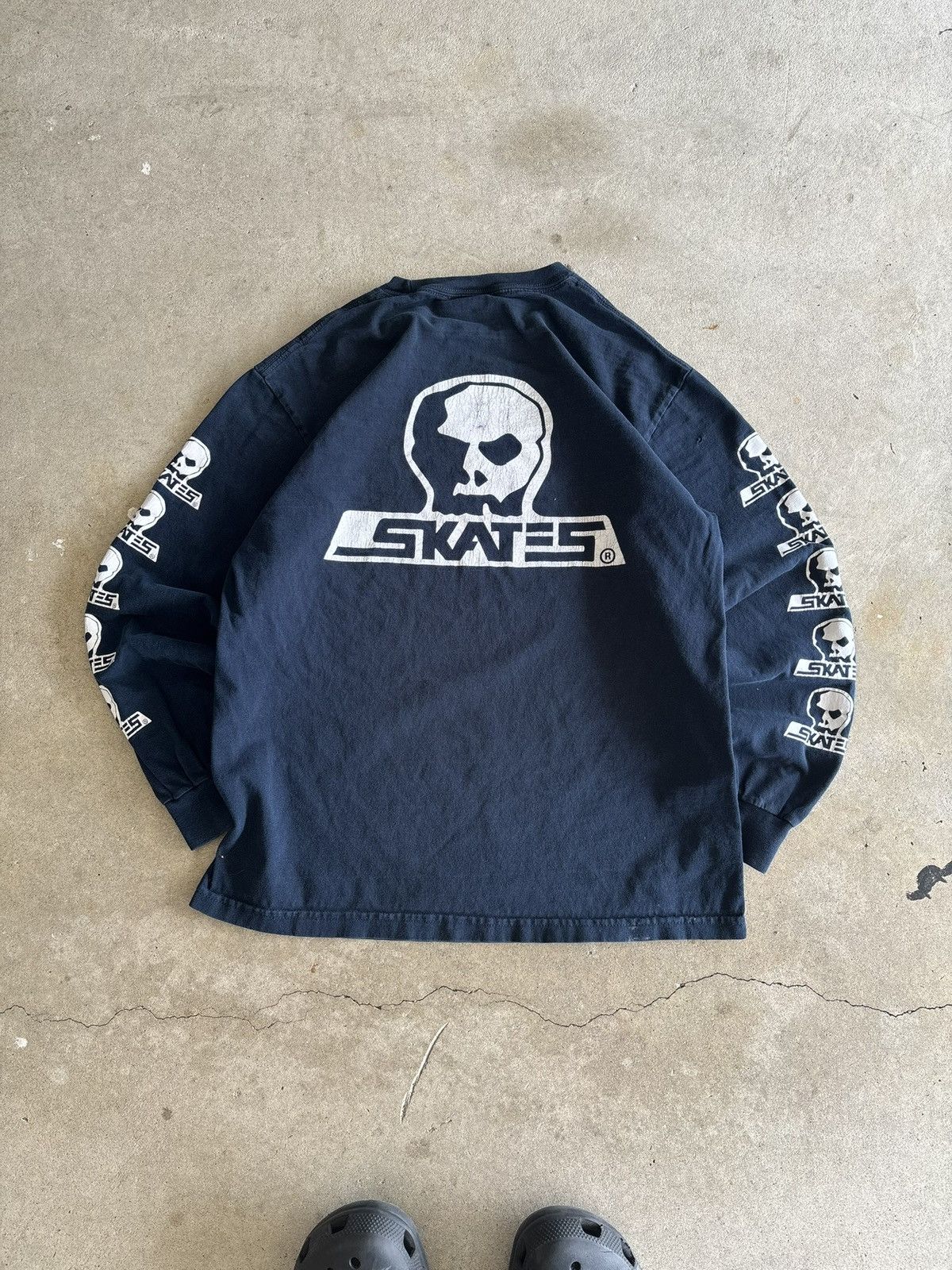 Other Vintage Skull Skates Boxy Paint Splatter Navy Longsleeve Size US M / EU 48-50 / 2 - 2 Thumbnail