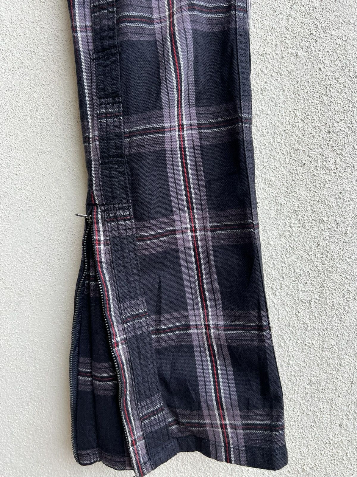 Shellac Double Edge Japan Multi Pocket Plaid Flare Cargo Trouser Size US 31 - 15 Thumbnail