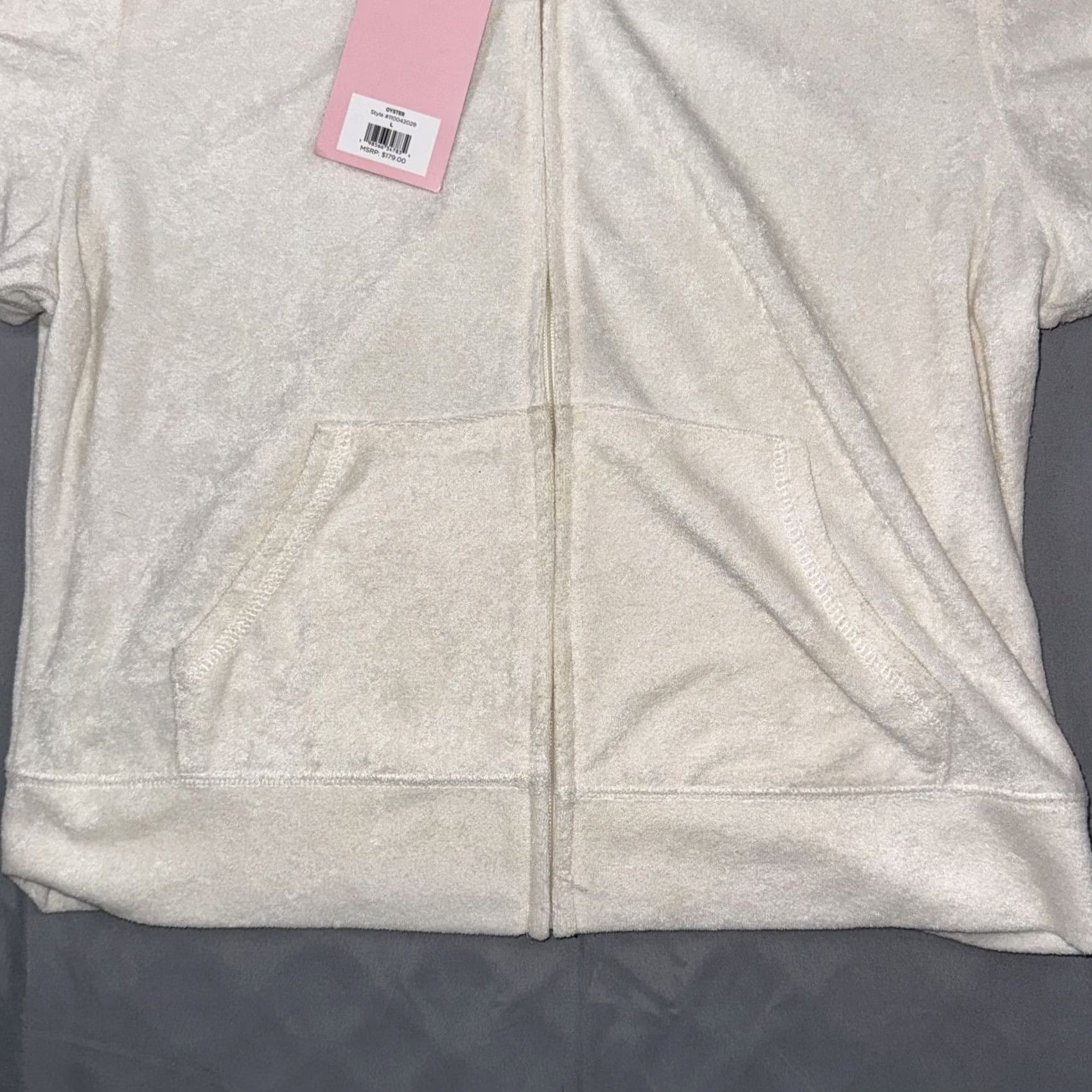 Juicy Couture Juicy Couture Hoodie Womens L White Short Sleeve Velour Zip Rhinestone Juicy Size L / US 10 / IT 46 - 5 Thumbnail