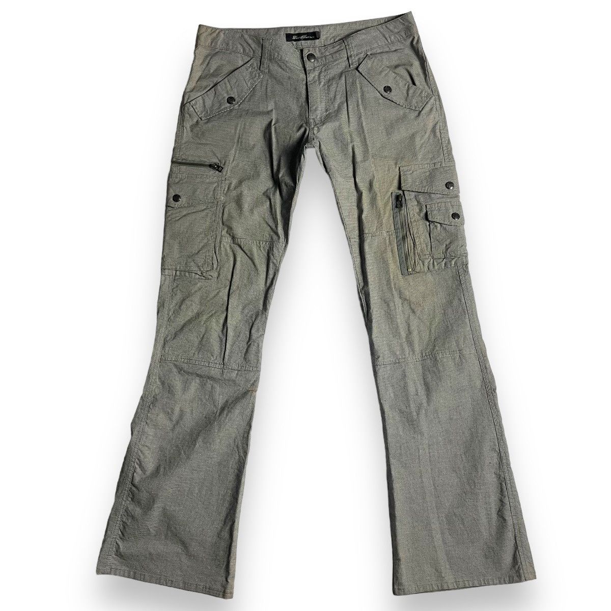 20471120 🇯🇵 VINTAGE ROOT THREE STRIPE FLARED CARGO PANTS Size US 32 / EU 48 - 1 Thumbnail