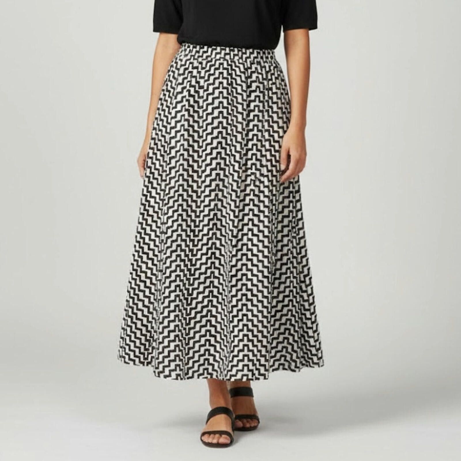 Other Coco Bianco Black White Chevron Midi Skirt Womens Small Size 28" / US 6 / IT 42 - 2 Thumbnail