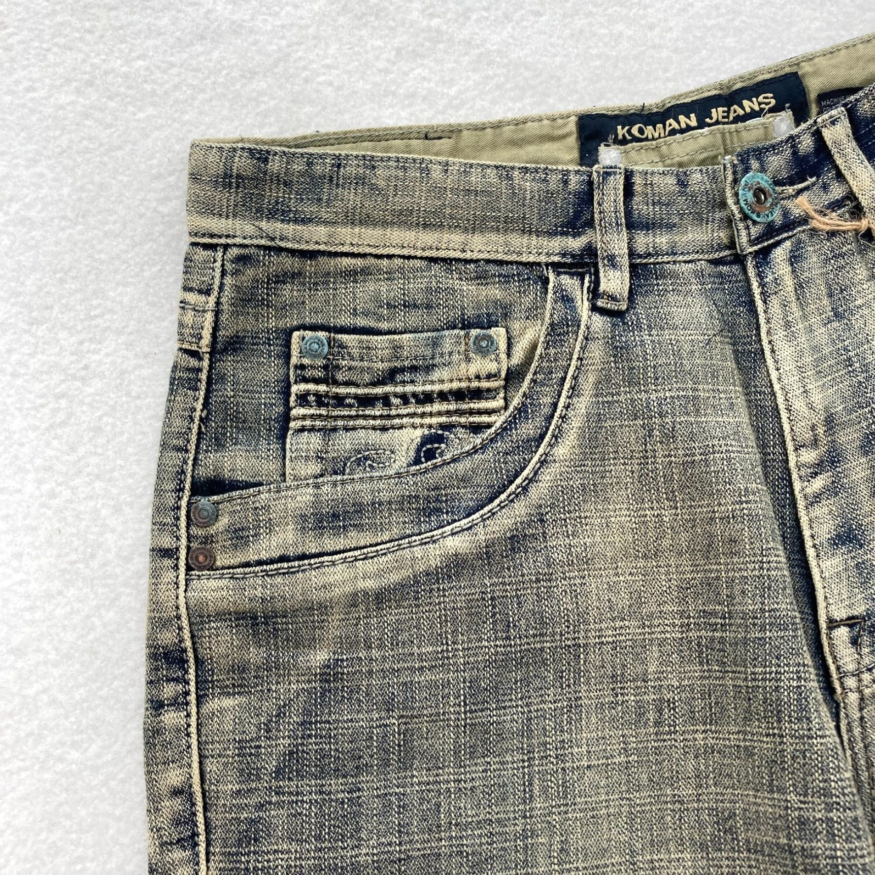 Denime VINTAGE Koman Jeans Mens 32x30 Relaxed Straight Blue Denim Flap Pocket Y2K NWT Size US 32 / EU 48 - 3 Thumbnail