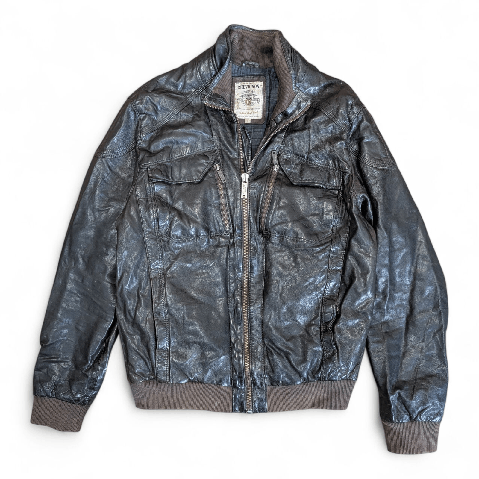 Chevignon CHEVIGNON Sheepskin Leather Flight Bomber Jacket B-CRAWL Size US L / EU 52-54 / 3 - 14 Thumbnail