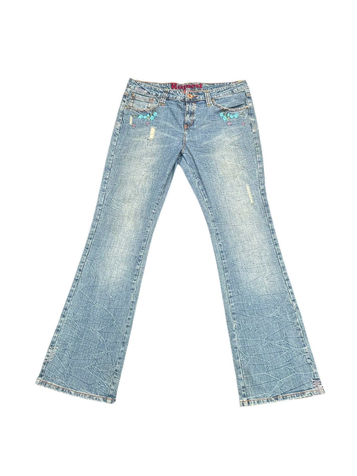 Designer × Request Jeans Request Flare Emboiderey Denim Size 36" / US 14 / IT 50 - 1 Thumbnail