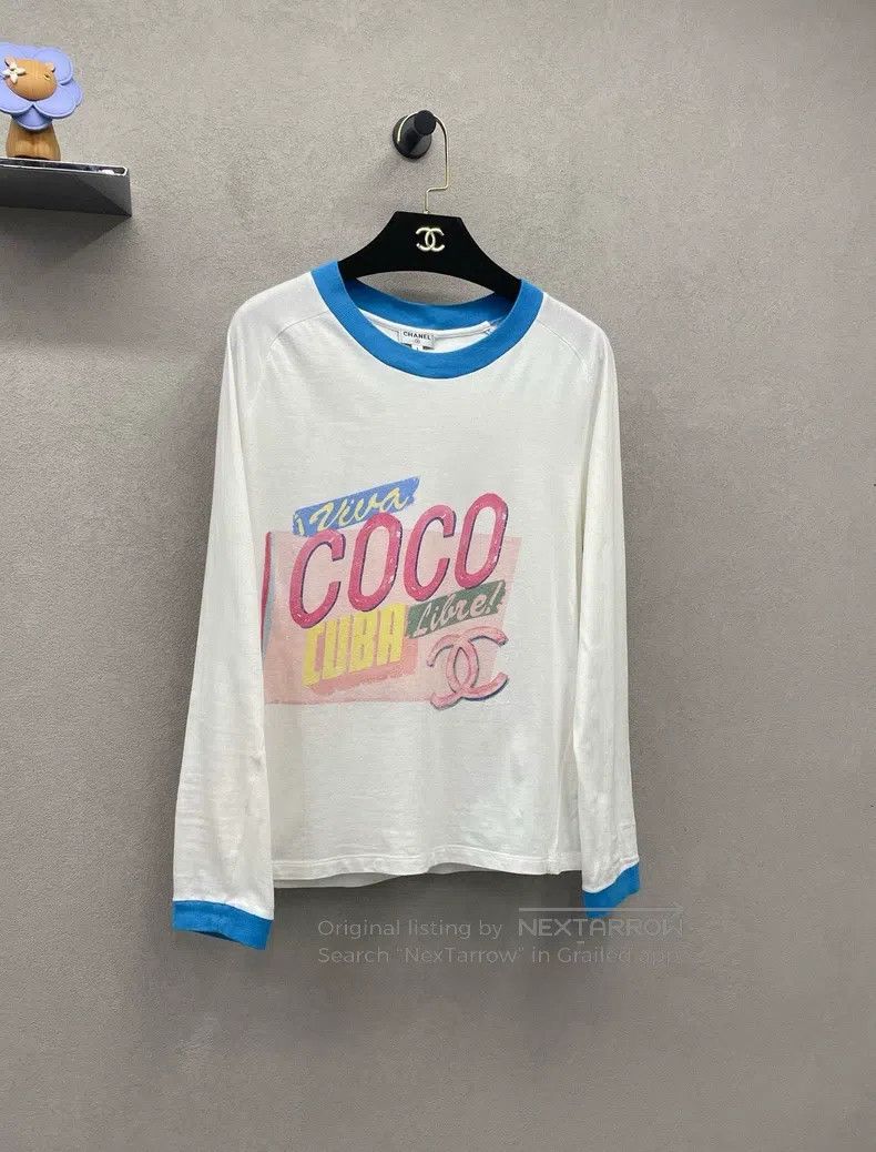 Chanel Chanel Blue and white colour block coco print short sleeve Size S / US 4 / IT 40 - 3 Thumbnail