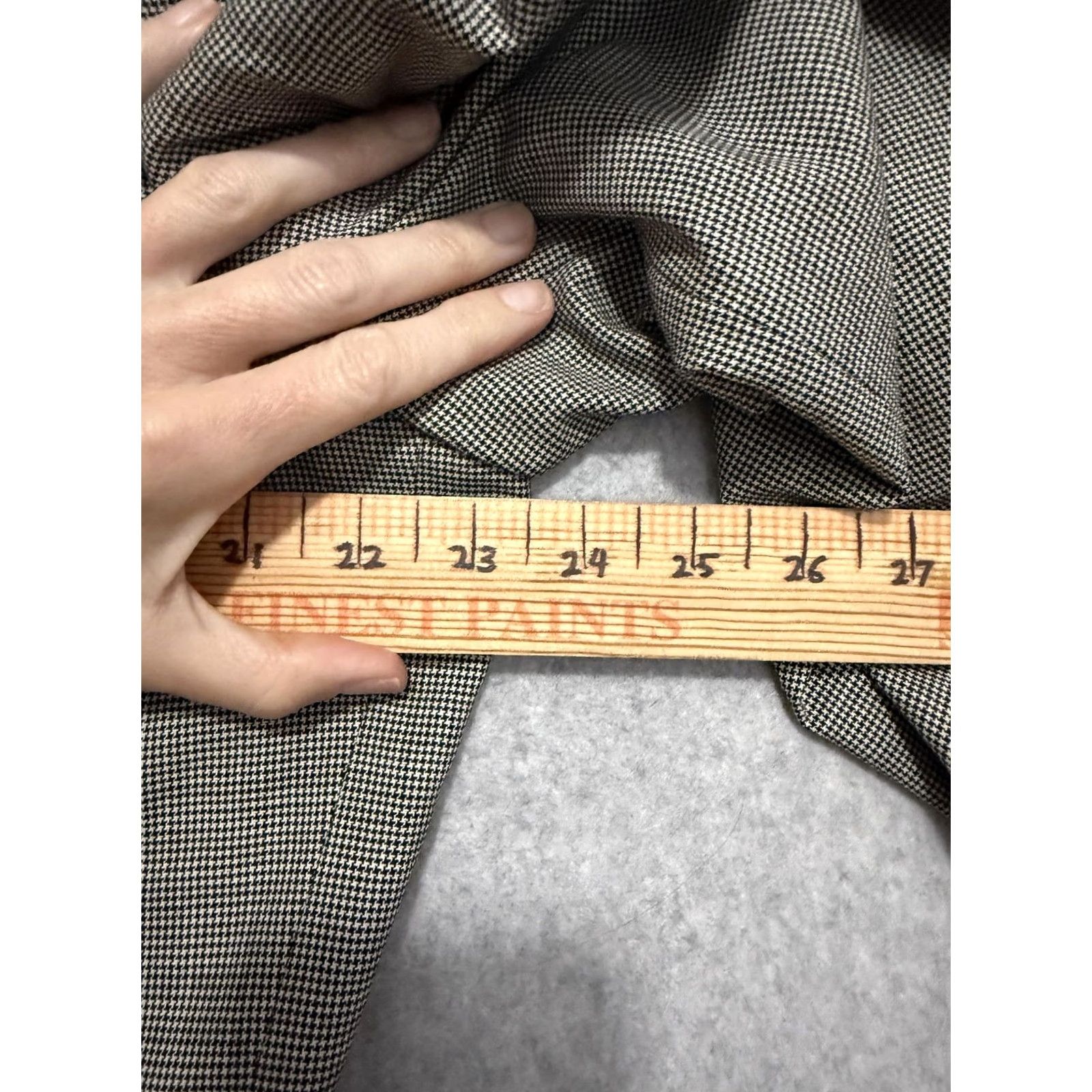 Doublet VINTAGE Tom James Suit Jacket Mens 46L Gray Check Double Breasted Long Big Tall Size 46R - 5 Thumbnail
