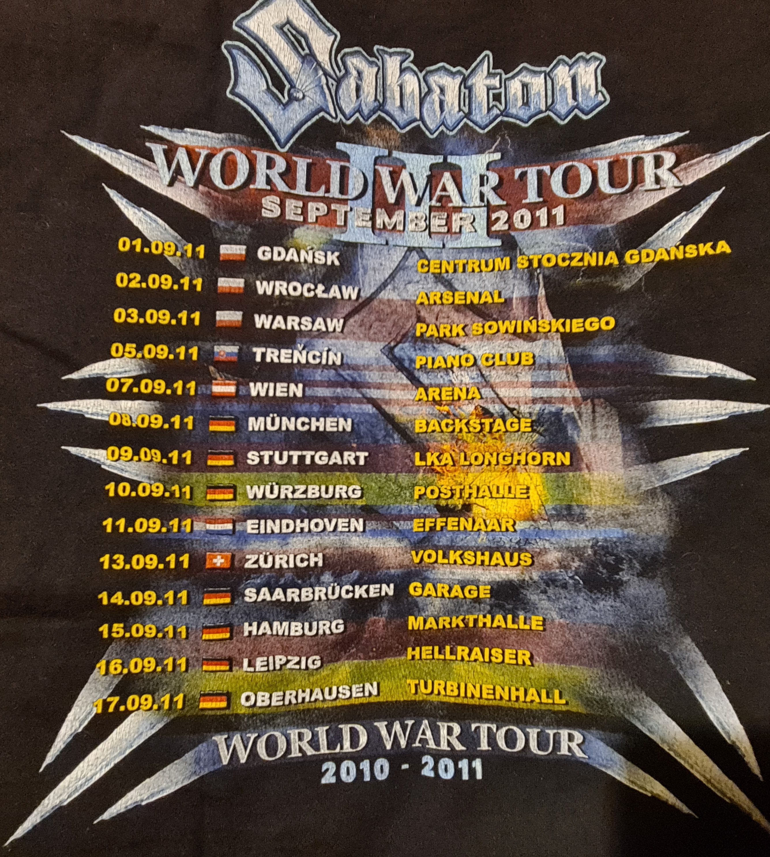 Fruit Of The Loom SABATON World War Tour September 20011 shirt Size US M / EU 48-50 / 2 - 3 Thumbnail
