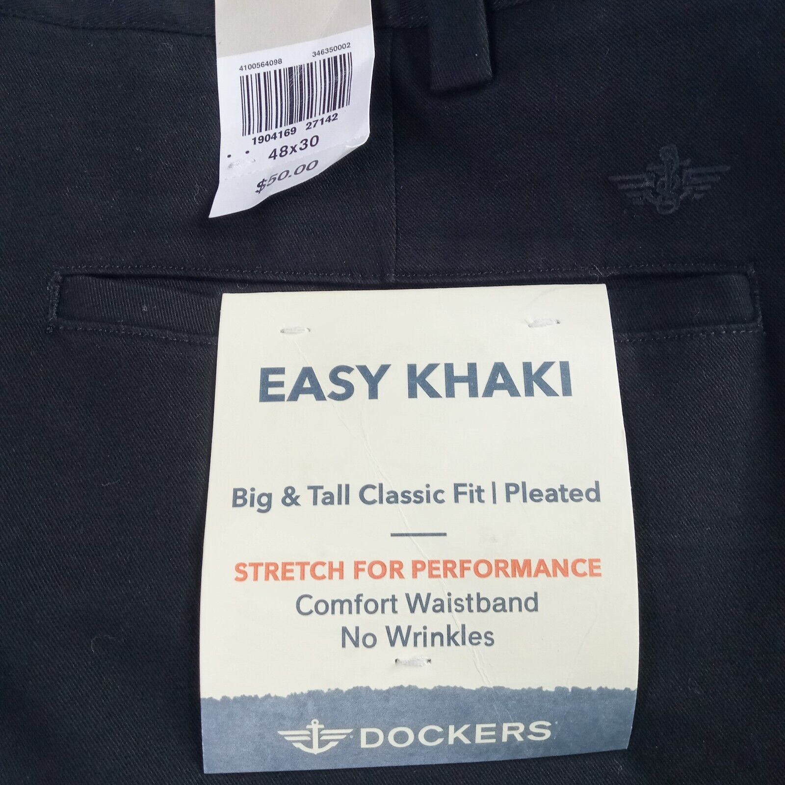 Dockers Dockers Easy Khakis Pants Mens 48x30 Black Classic Fit Size US 44 / EU 60 - 2 Thumbnail