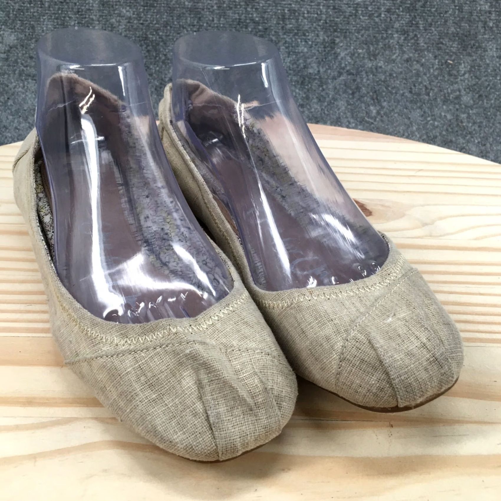 Toms TOMS Women Ballet Flats Casual Beige Fabric Slip On Low Top 8 XS? Size M / US 6-8 / IT 42-44 - 3 Thumbnail