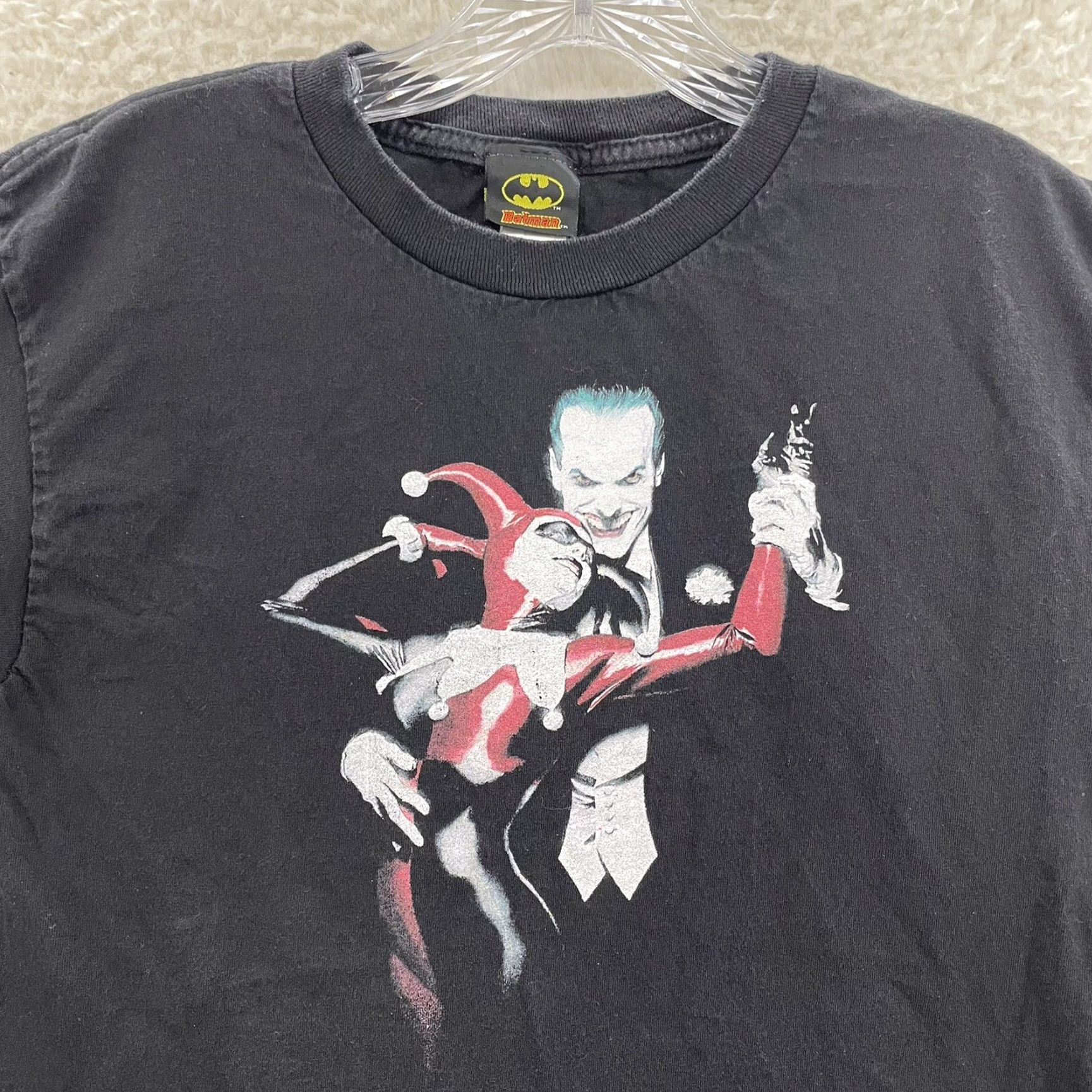 Vintage Batman Joker Harley Quinn T-Shirt Women S Black Graphic Comic Book Villains Crew Neck Short Sleeve Pullover Casual Shirt 100% Cotton Size S / US 4 / IT 40 - 3 Thumbnail