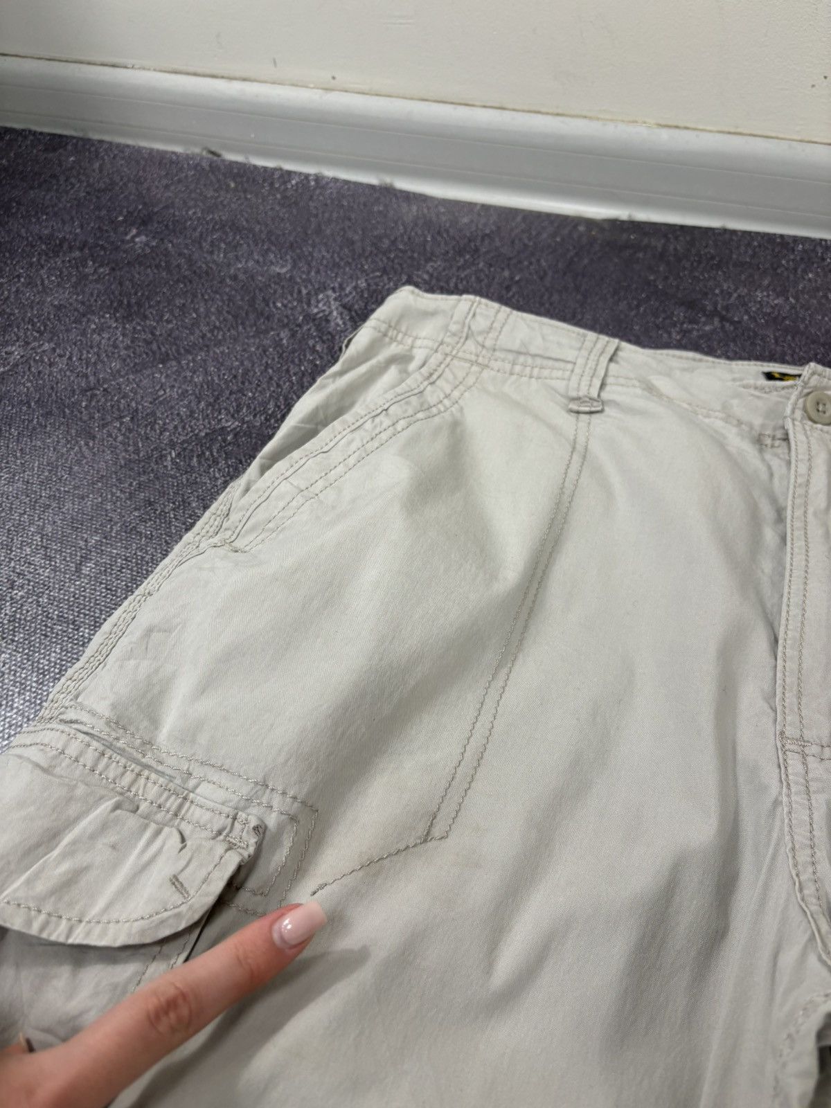 Lee Vintage Lee Y2K Beige American Hype Baggy Cargo Shorts Size US 38 / EU 54 - 9 Thumbnail