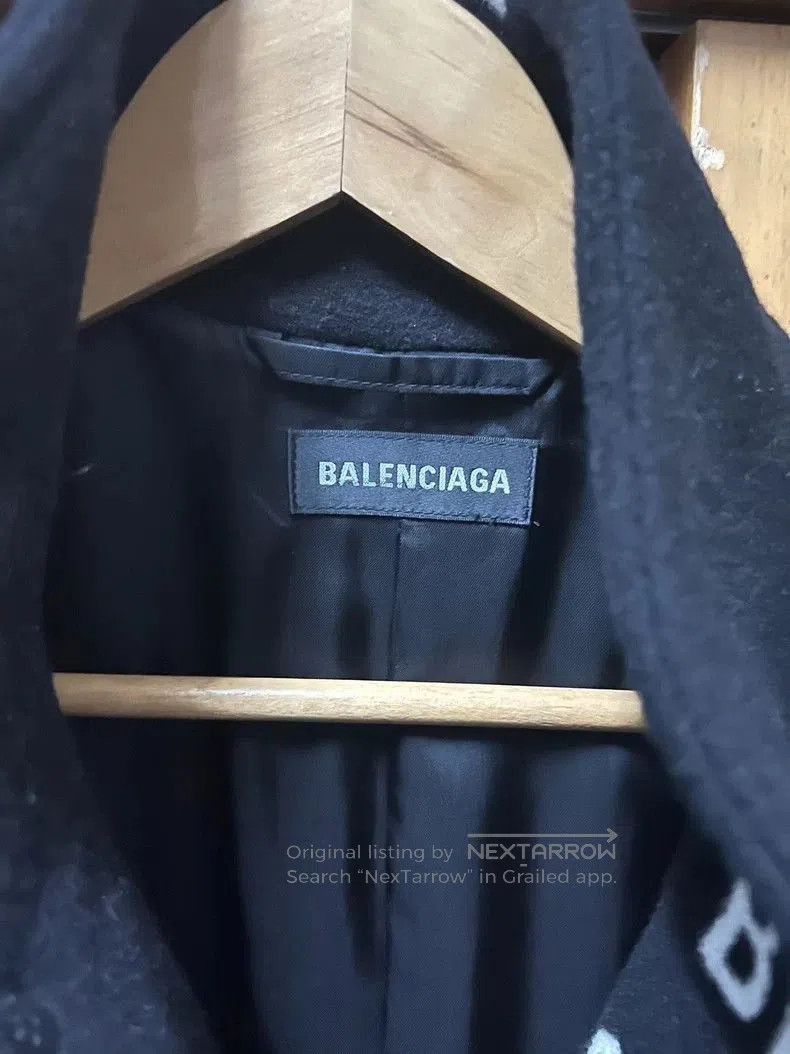 Balenciaga Balenciaga Black Logo Wool Coat. Size US XL / EU 56 / 4 - 2 Thumbnail