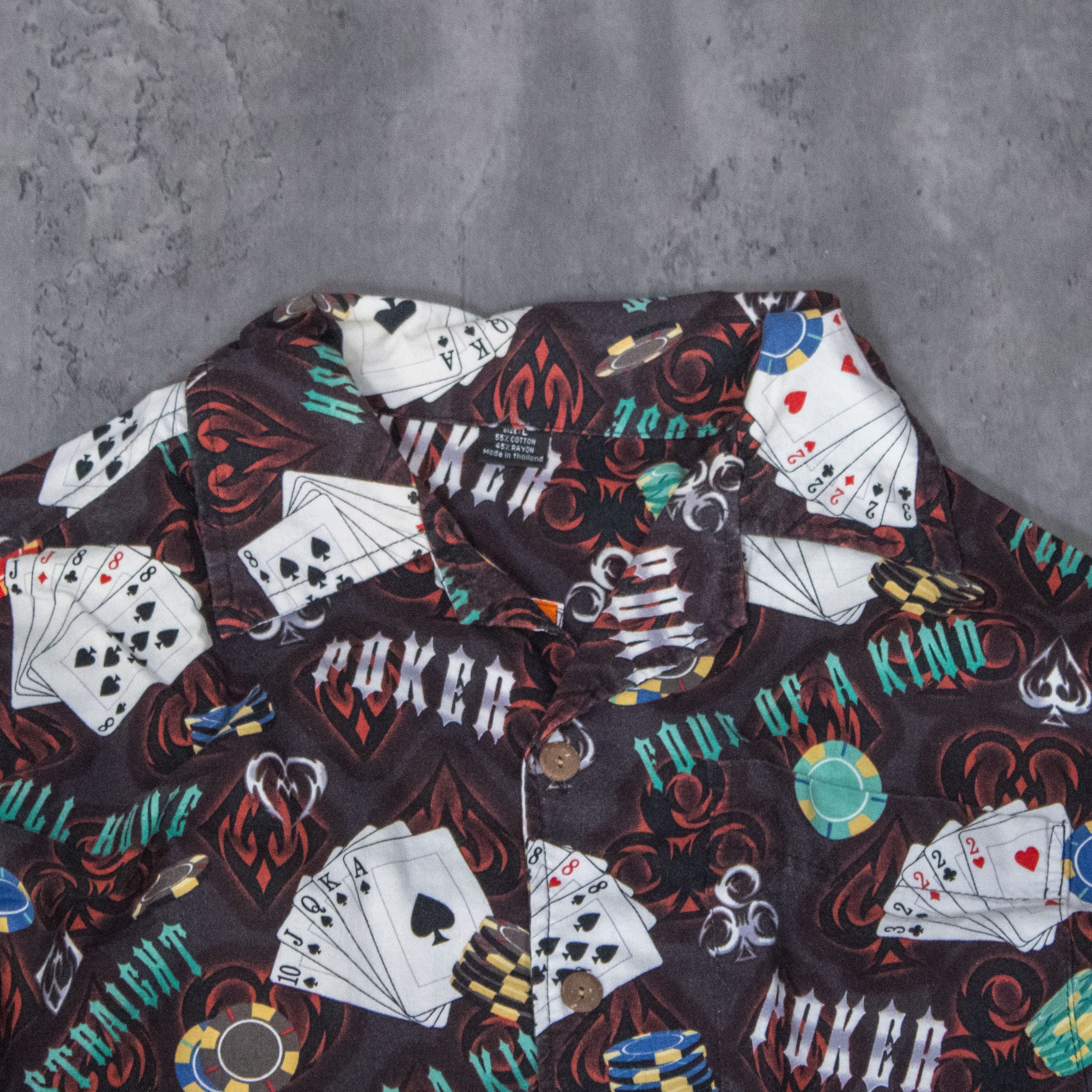 Vintage Y2K 2000s Poker AOP Hawaiian Camp Collar Rayon Shirt Size US L / EU 52-54 / 3 - 5 Thumbnail