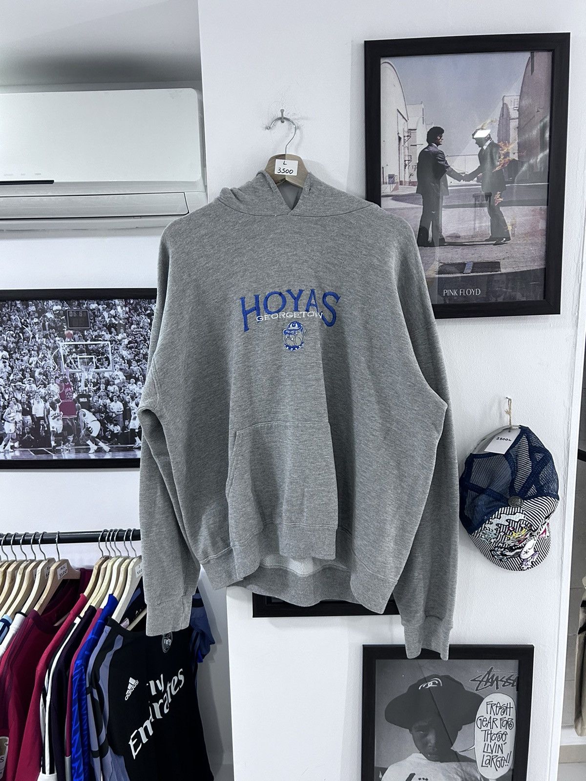 image of NBA x Vintage Georgetown Numteg Hoodie in Grey, Men's (Size Large)