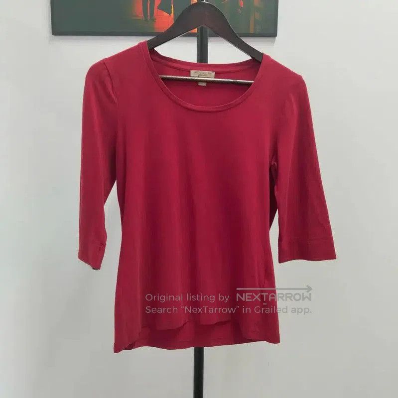 Burberry Burberry Wine Red Cotton Long Sleeve T-Shirt. Size M / US 6-8 / IT 42-44 - 1 Thumbnail