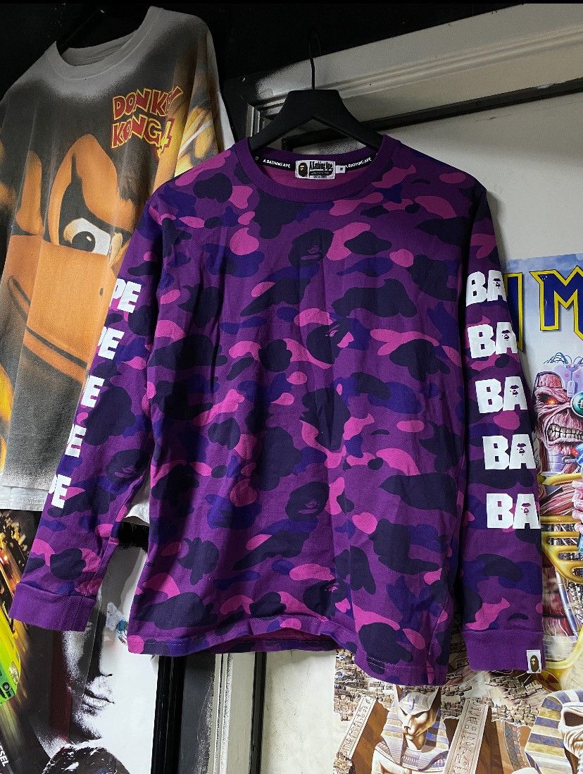 Bape RARE A Bathing Ape Purple Camo Bape Tee Shirt Small Size US M / EU 48-50 / 2 - 2 Thumbnail