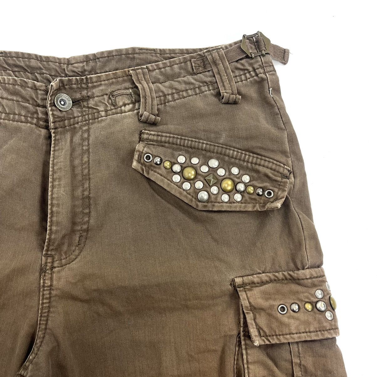 If Six Was Nine 2000s Crazy Bondage Studded Cargo Pants Lgb Goa Punks Style Size US 33 - 10 Thumbnail